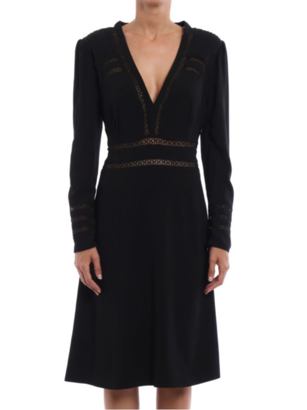 Burberry Fran Black V-Neck Long Sleeve Dress
